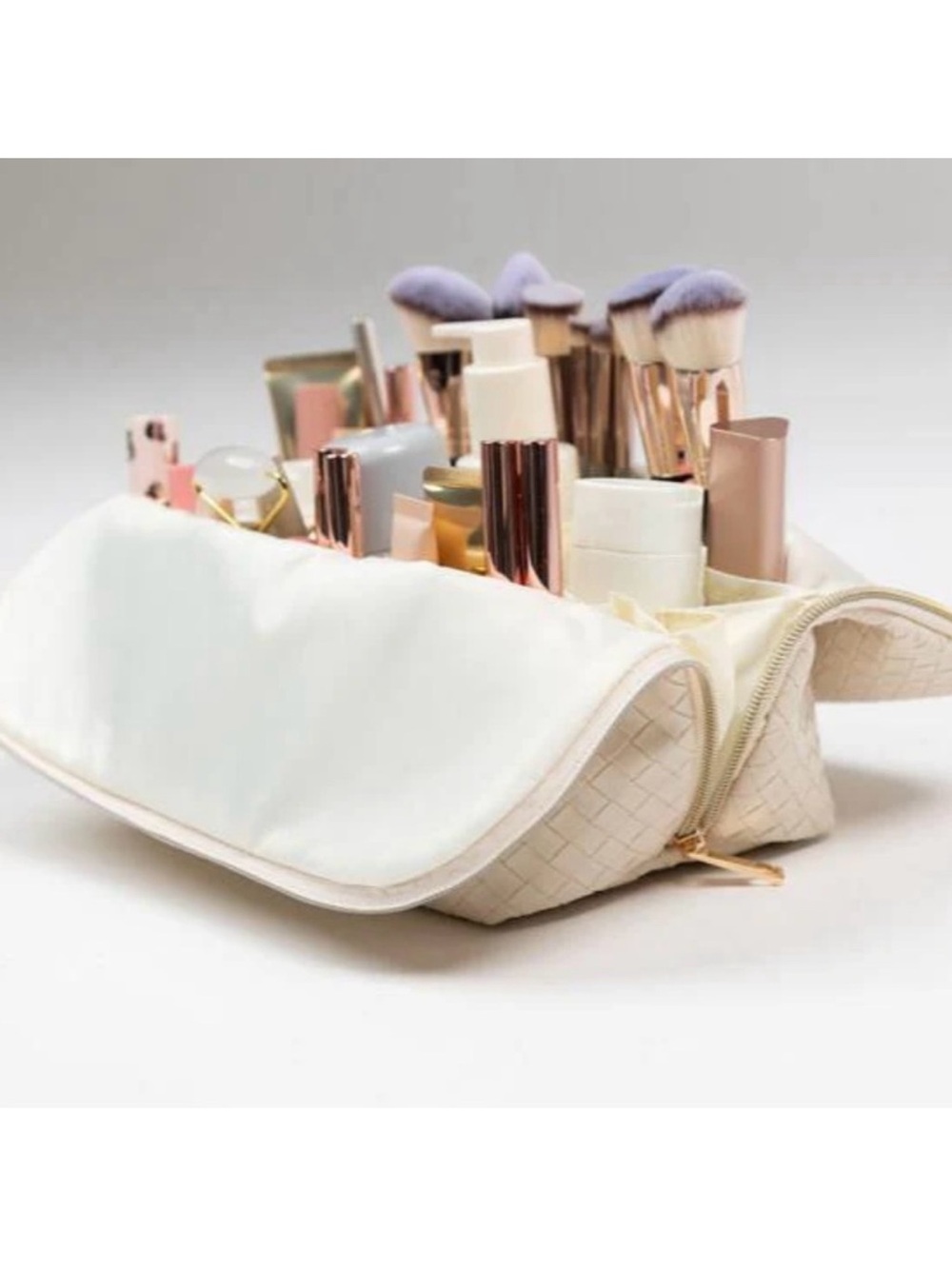 Haven Bag Co. Vegan Leather Ivory Fold Down Cosmetic Bag - Picture 3 of 7